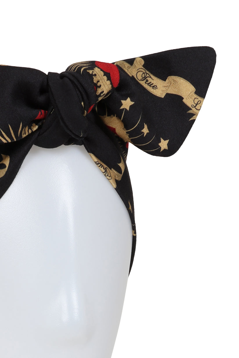 Black Sacred Hearts Headscarf