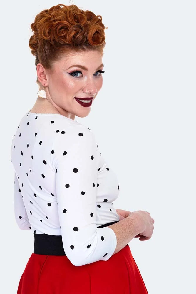 White Polka Dot Top