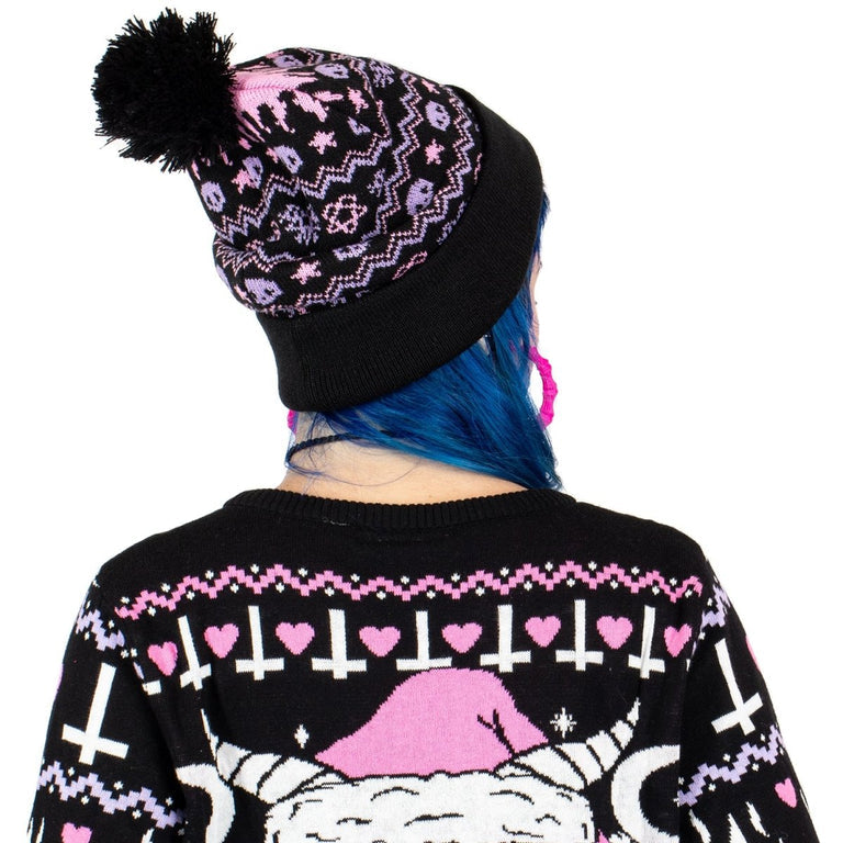 Merry Pastel Goth Pom Pom Knit Beanie