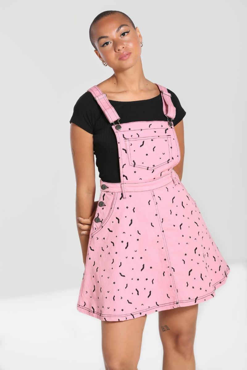 Bat Pinafore Dress - Pink
