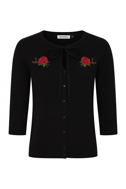 Black Mia Rose Garden Cardigan
