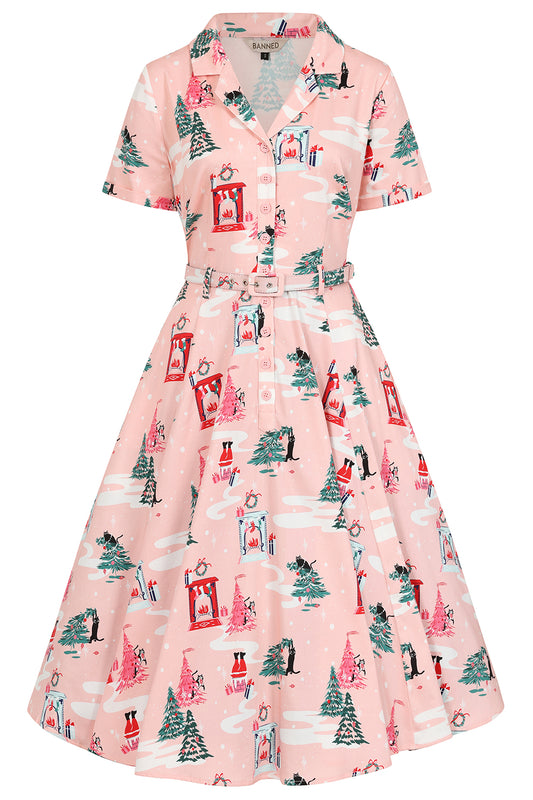 Pink Bella Puurfect Christmas Swing Dress