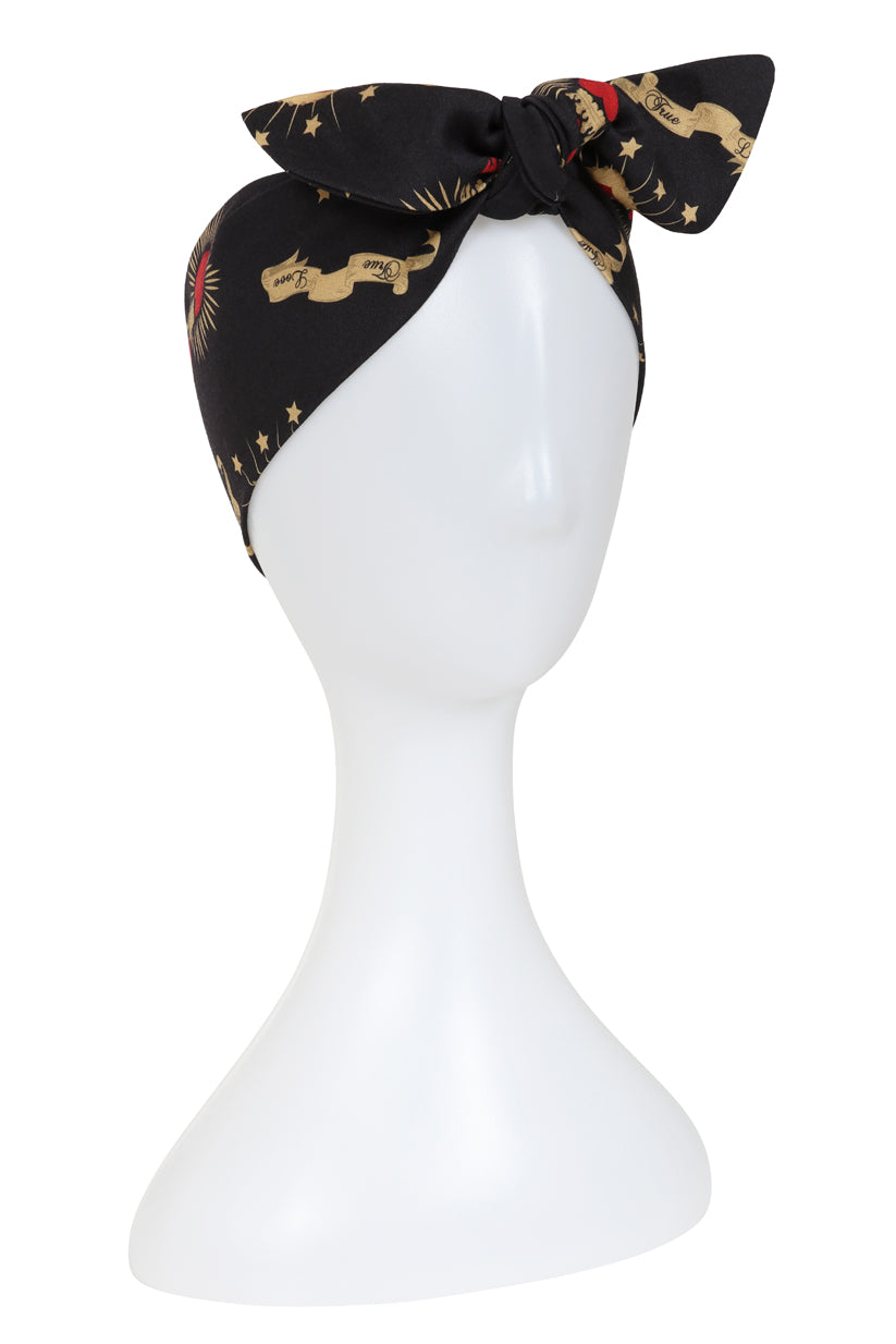 Black Sacred Hearts Headscarf