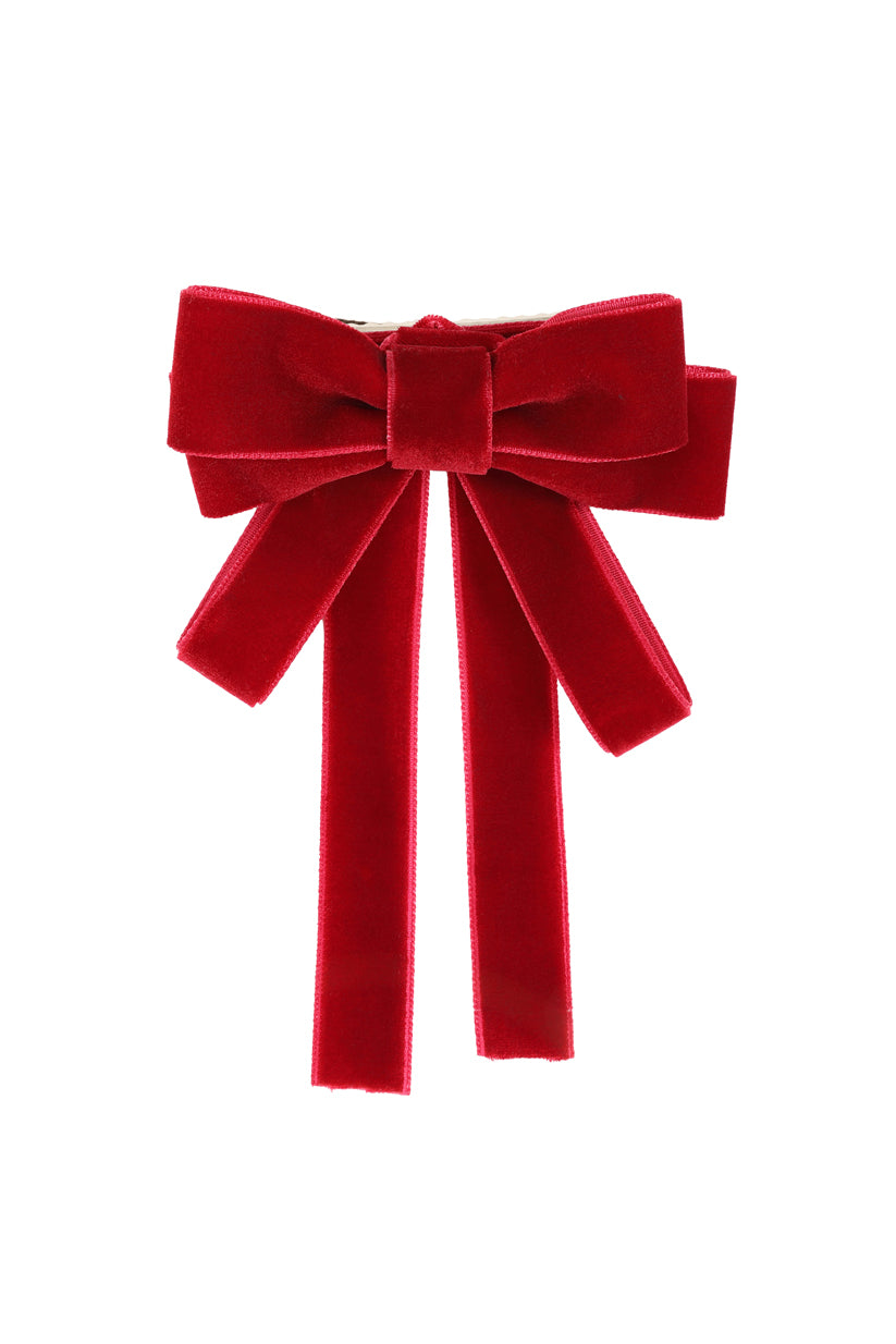 Claire Velvet Bow Hairclip - Burgundy