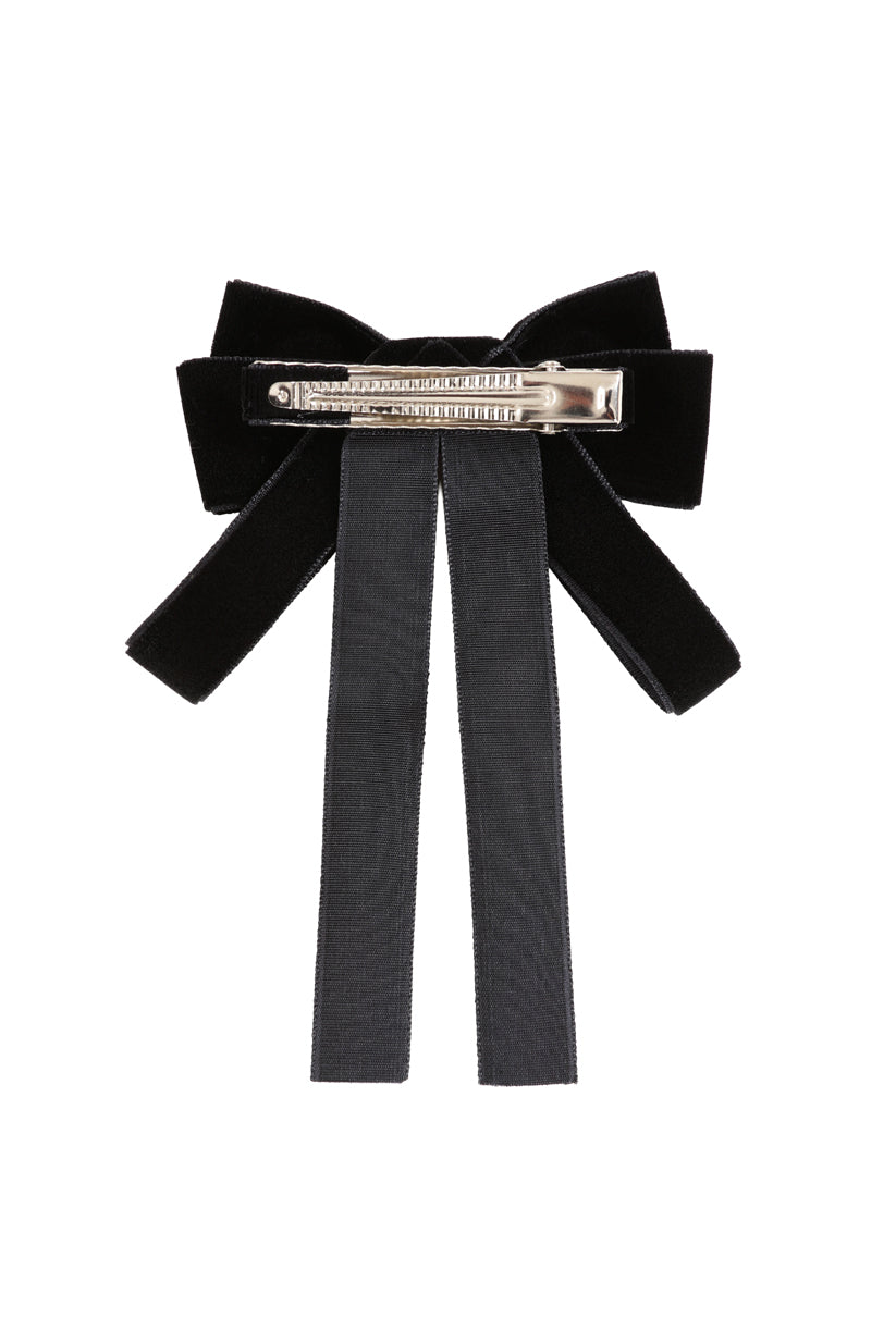 Claire Velvet Bow Hairclip - Black