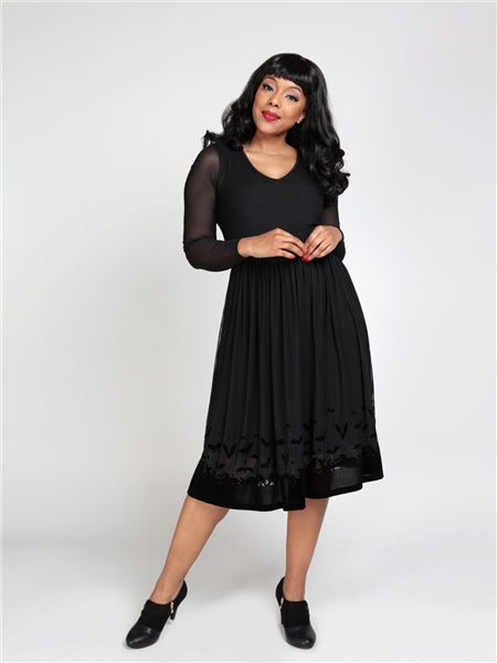 Mavis Bat Mesh Border Swing Dress