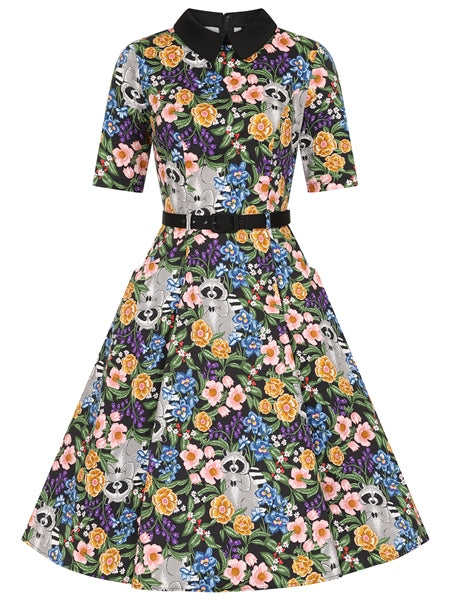 Winona Forest Floral Raccoon Swing Dress