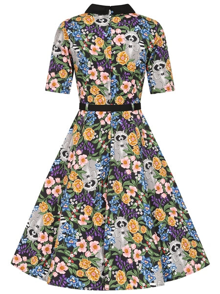 Winona Forest Floral Raccoon Swing Dress