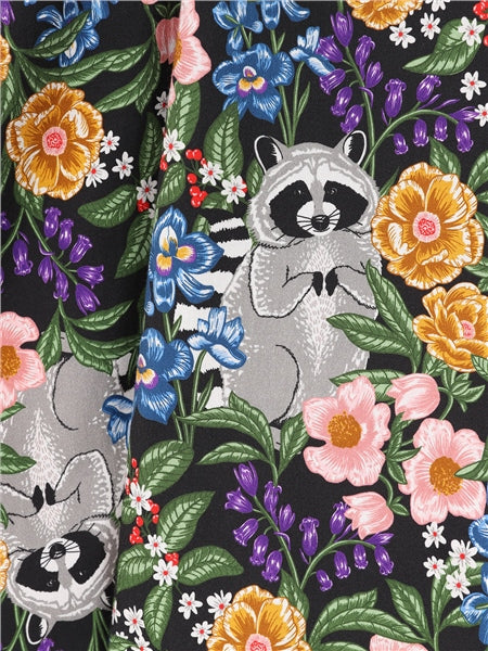 Winona Forest Floral Raccoon Swing Dress