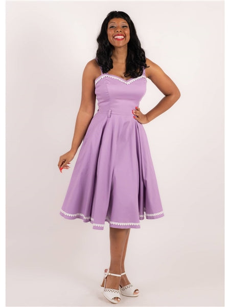 Nova Heart Trim Swing Dress - Lilac