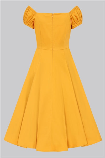 Dolores Mustard Plain Doll Dress
