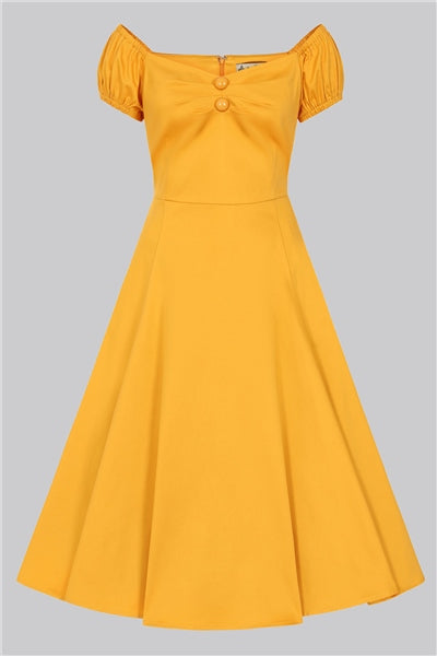 Dolores Mustard Plain Doll Dress