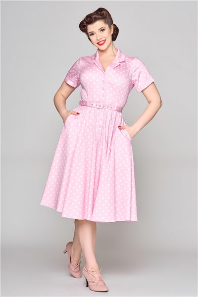Caterina Pink Polka Swing Dress