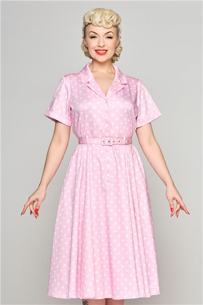 Caterina Pink Polka Swing Dress