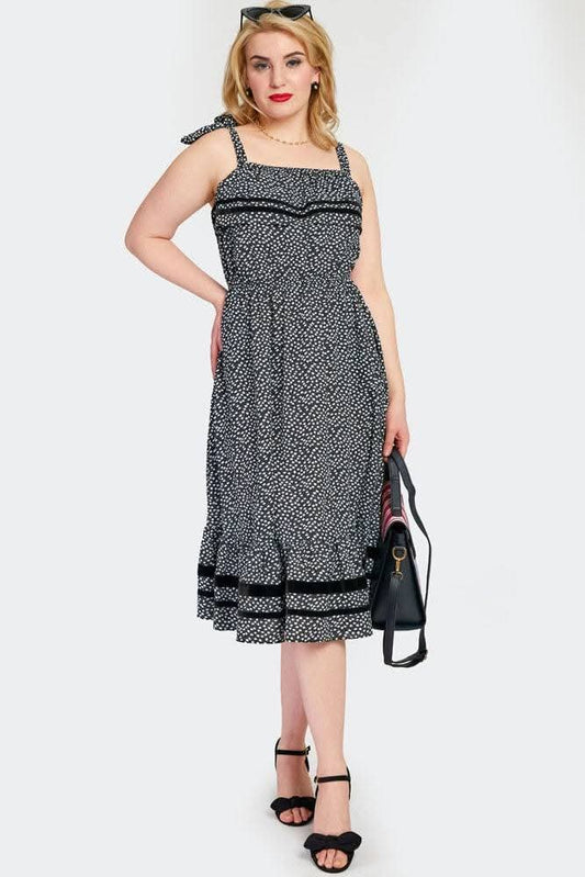 *FINAL SALE* Floral Tie Straps Flare Dress