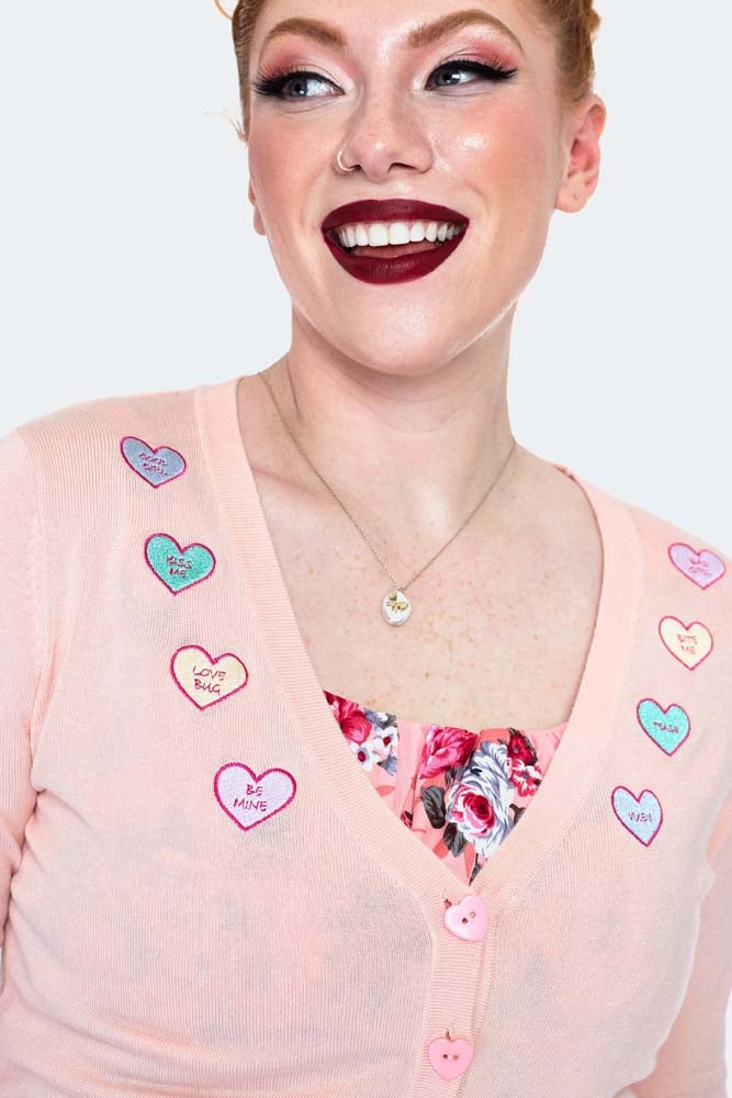 Kim Love Heart Print Cardigan