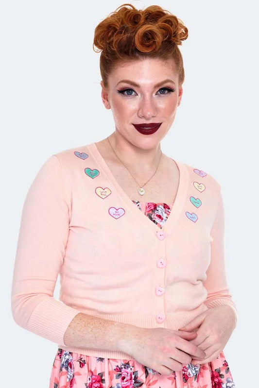 Kim Love Heart Print Cardigan