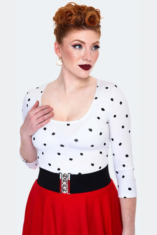 White Polka Dot Top