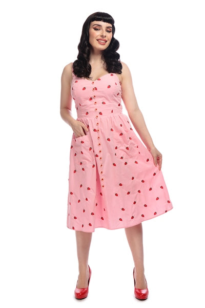 Kimberly Embroidered Strawberry Dress