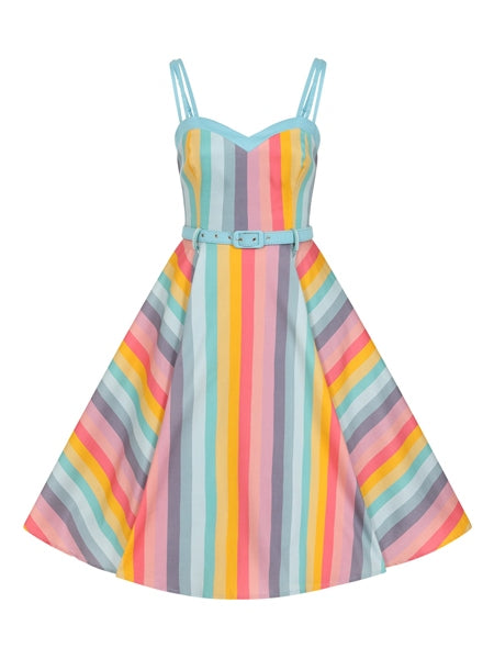 Nova Dreamy Rainbow Stripe Swing Dress