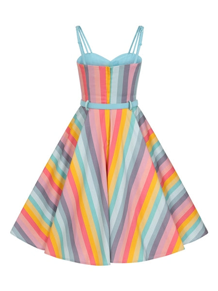 Nova Dreamy Rainbow Stripe Swing Dress