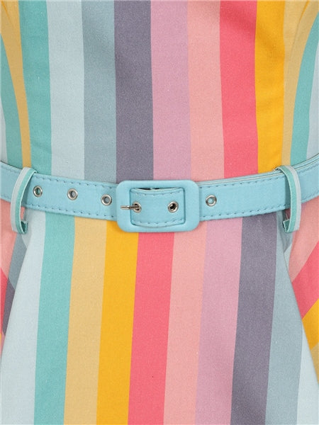 Nova Dreamy Rainbow Stripe Swing Dress