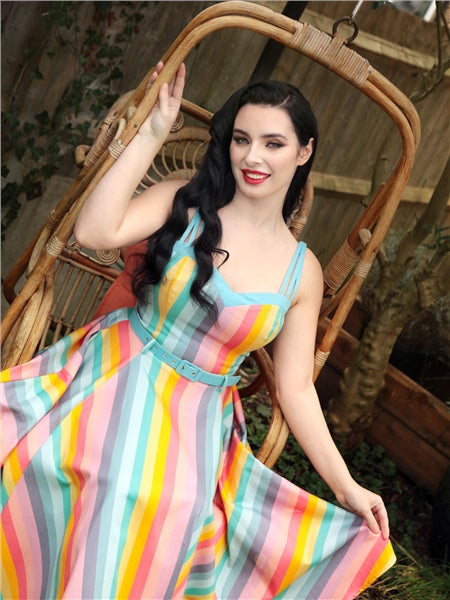 Nova Dreamy Rainbow Stripe Swing Dress