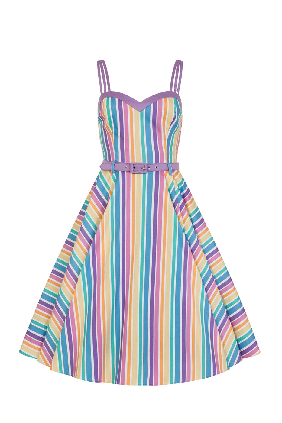 Nova Rainbow Stripes Swing Dress