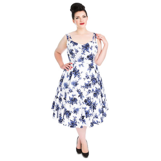 Blue Rosaceae Swing Dress