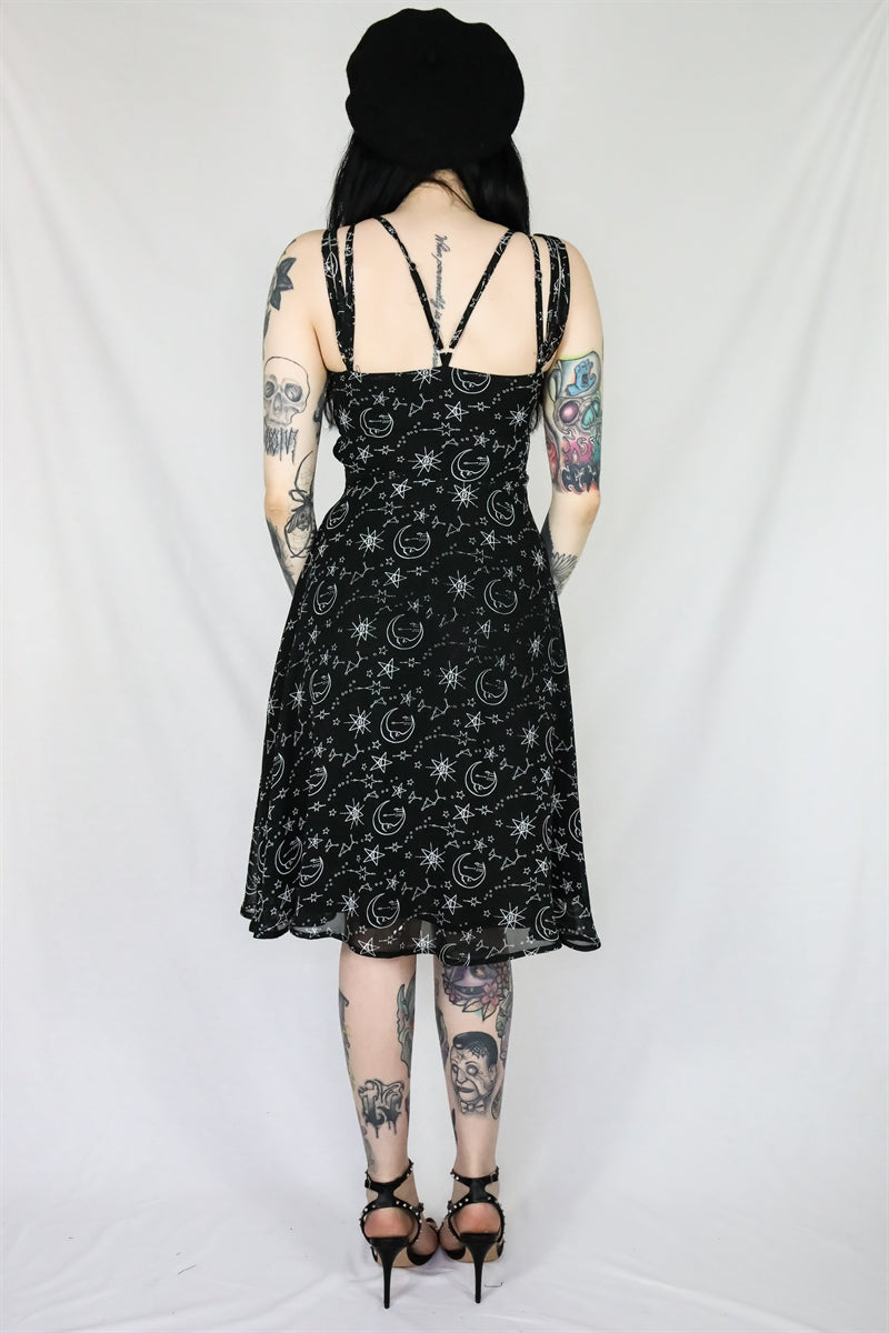 Moonprint Crossover Neck Dress