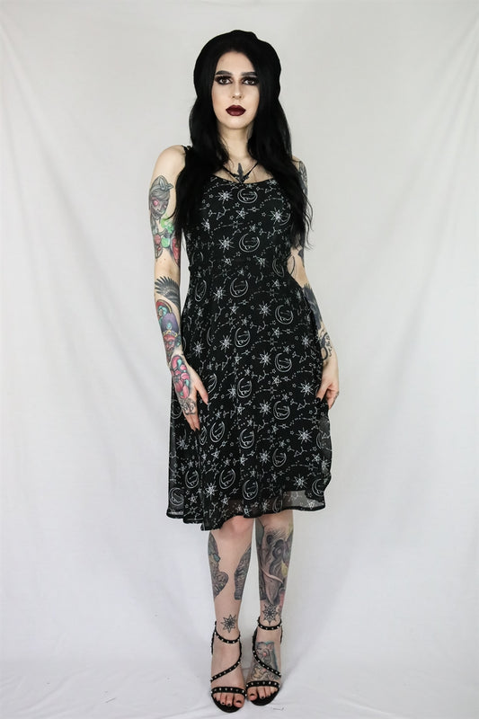 Moonprint Crossover Neck Dress