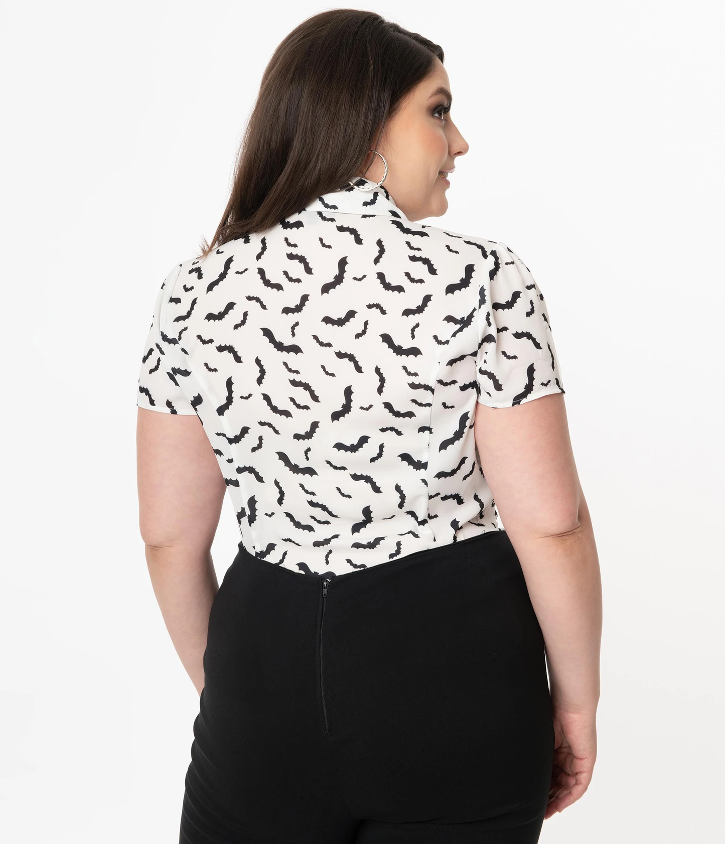White & Black Bats Power Play Blouse