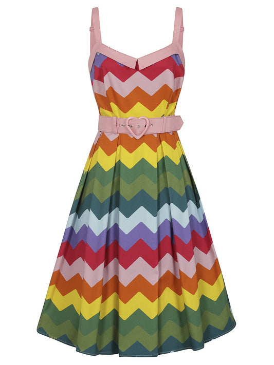 Dorothy Rainbow Chevron Swing Dress