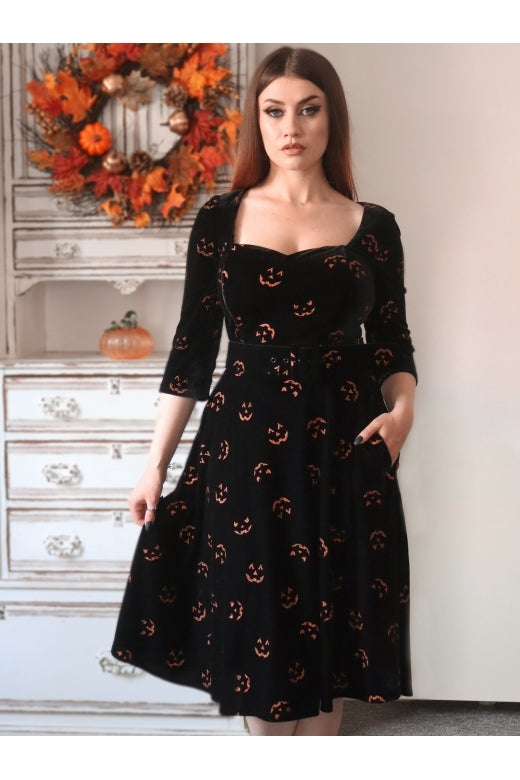Eliana Pumpkin Glitter Swing Dress