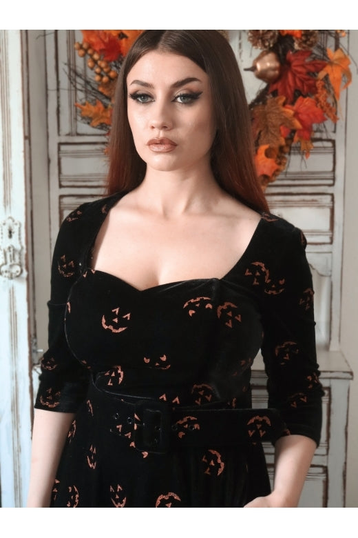 Eliana Pumpkin Glitter Swing Dress