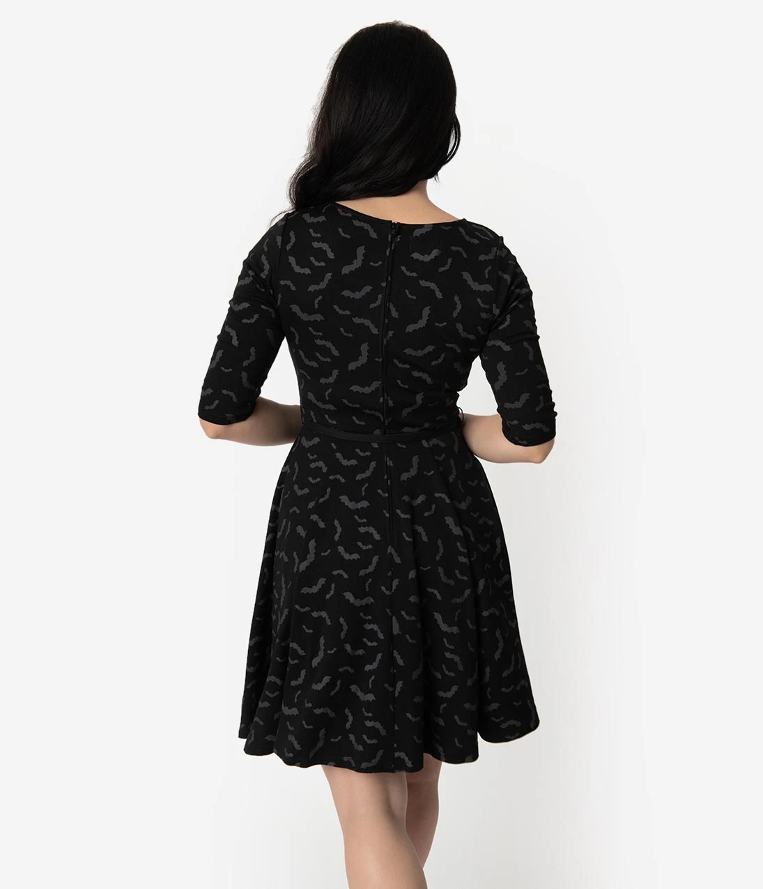 Bats Print Stephanie Fit & Flare Dress